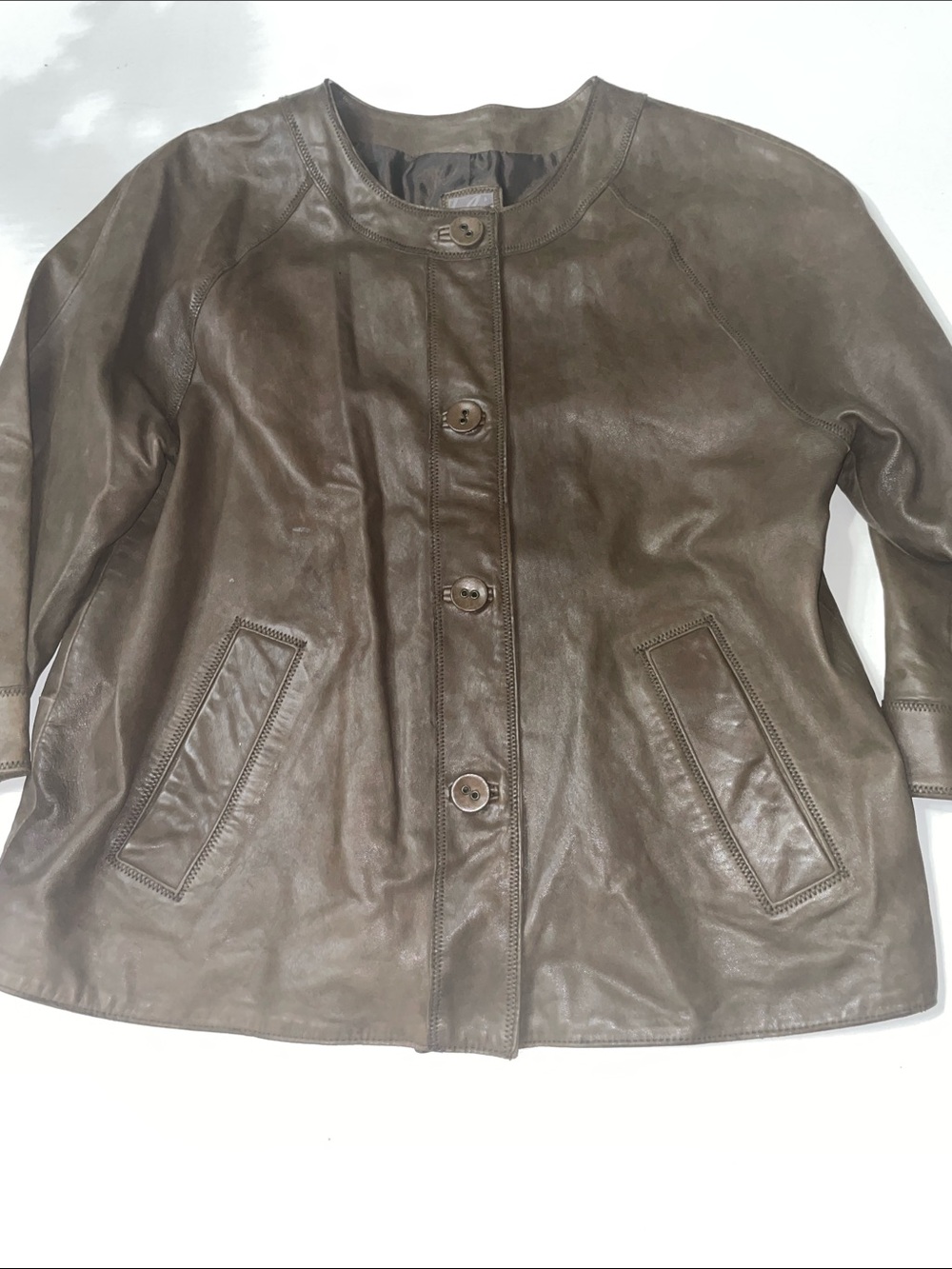 J.Jill 100 % brown leather jacket medium
